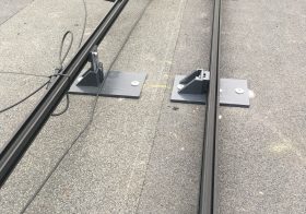 Flat roof install, the flat roof and adjustable brackets work together to create the desired panel angle.